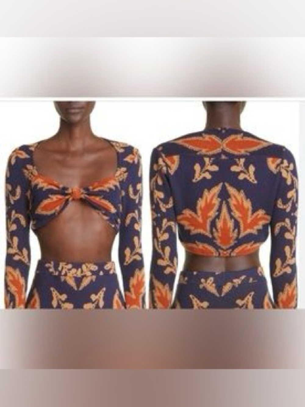 New Johanna Ortiz Yurt Nights Knotted Pima Cotton Knit Crop Top Twist Sz M